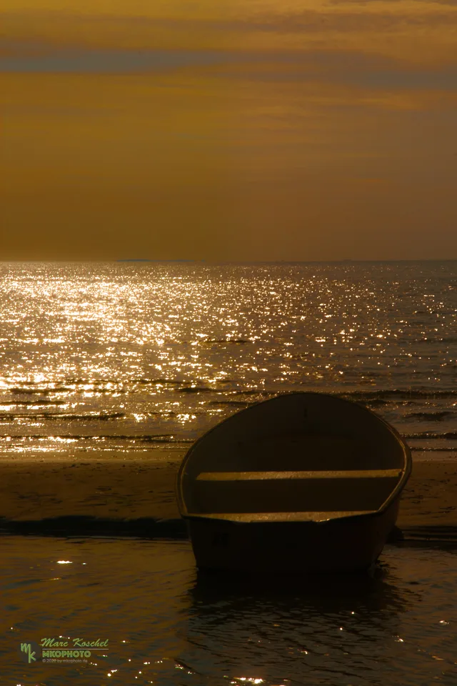 Sunset and boat in Danmark