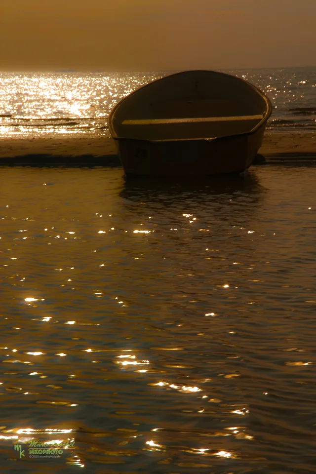 Sunset and boat in Danmark