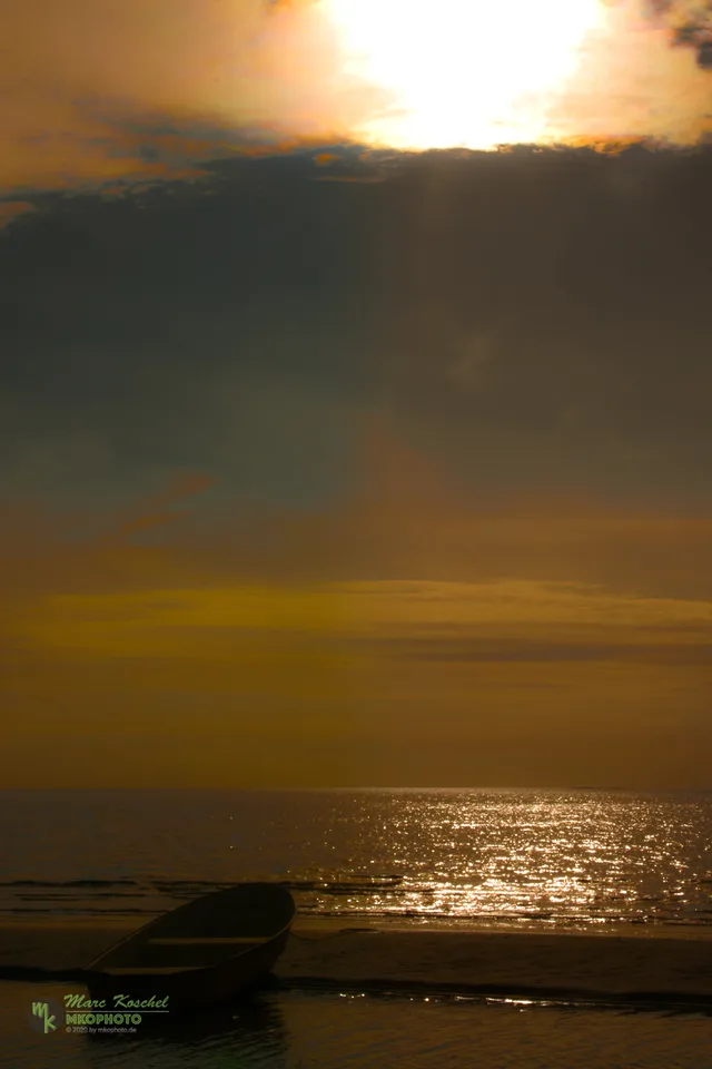 Sunset and boat in Danmark